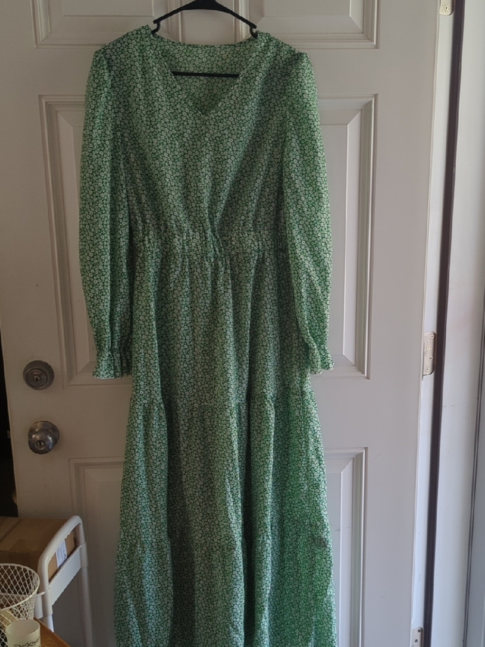 SHEIN Green Floral Long Sleeve Maxi Dress